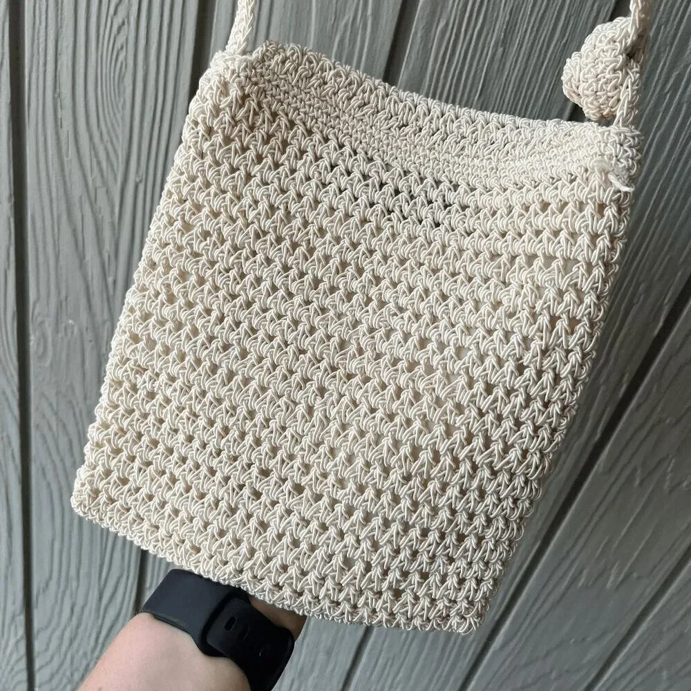 Xhilaration Y2K Crochet Shoulder Bag Cream Boho Mini Crossbody Purse